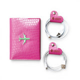 KIT DE VIAJE FUCSIA COCODRILO