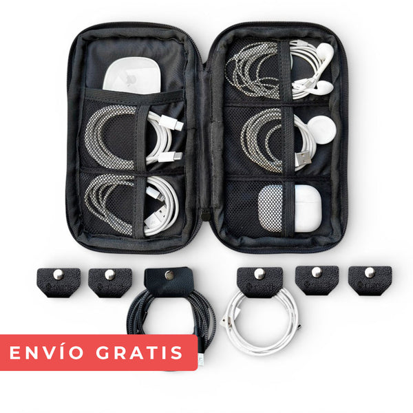 Kit organizador de cables negro