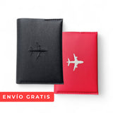 KIT PORTA PASAPORTES HOMBRE NEGRO + ROJO