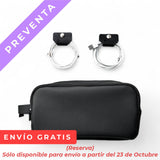 KIT ESTUCHE DE VIAJE + 2 PORTA CABLES HOMBRE NEGRO