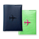 KIT PORTA PASAPORTES HOMBRE AZUL + VERDE COCODRILO