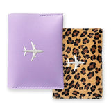 KIT PORTA PASAPORTES LILA + LEOPARDO