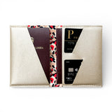 KIT PORTA PASAPORTES HOMBRE NEGRO + CHAMPAÑA