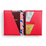 KIT PORTA PASAPORTES HOMBRE NEGRO + ROJO